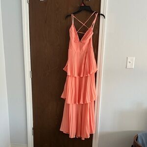 Hello Molly Peach Backless Tiered Dress